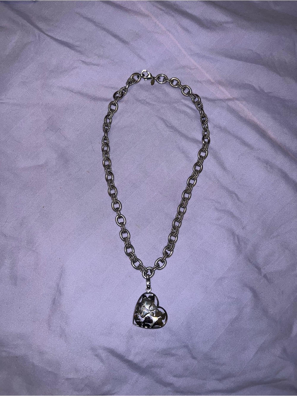Vintage Stainless Steal Heart Chain Necklace